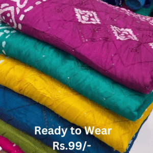 Ready-to-Wear Bandhej Embroidered Sarees – Assorted Vibrant Colors