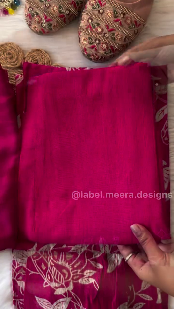 Elegant Magenta Floral Print Suit Set with Embellished Neckline and Matching Dupatta - Image 3